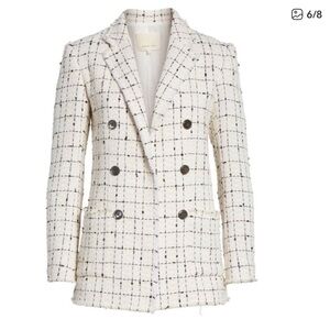 Rebecca Taylor Cream Tweed Double-Breasted Blazer